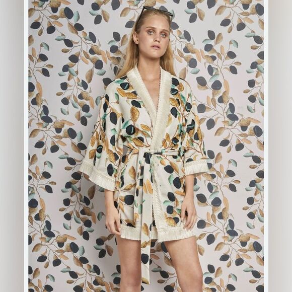 NWT 725.00  Patbo Fruta Print Beaded /Sequin Kimono OS - Picture 1 of 8